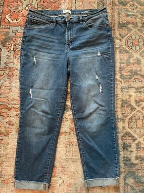 Nicole Miller Medium Blue Slim Straight Distressed Jeans
